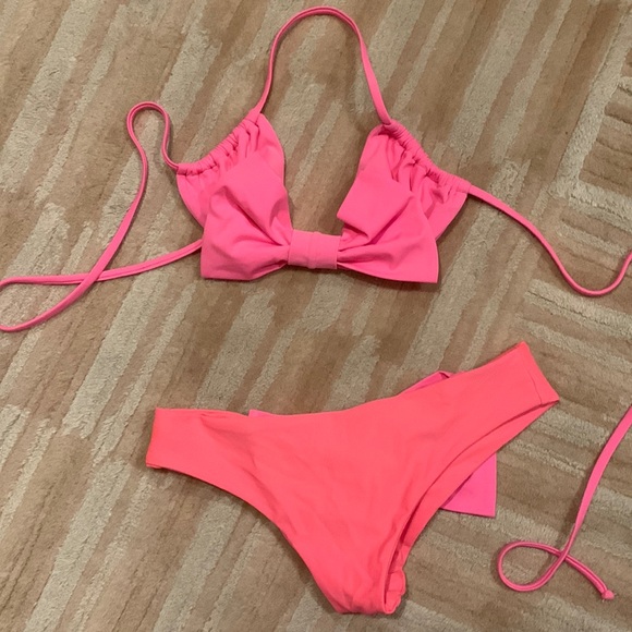 Lolli Swim coral and pink bow bikini bottom - Picture 1 of 2